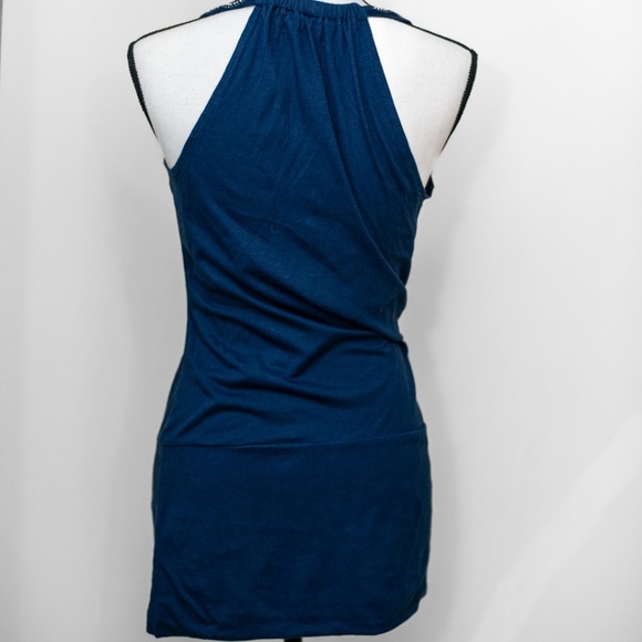 Blue Racerback Tank Top with Beaded Straps | Express Size Medium - Picture 3 of 5